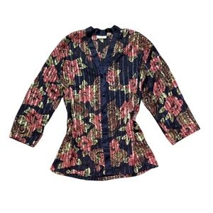 Vintage Victoria’s Secret Gold Label Sheer Striped Floral Paisley Sleep Shirt L